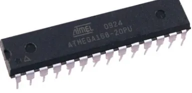 Figure 1-24. An Atmel ATmega chip. The heart of your Arduino. (image courtesy of Earthshine Electronics)