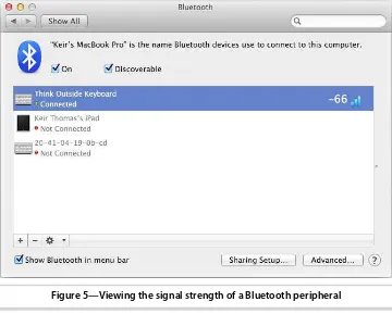 Figure 5—Viewing the signal strength of a Bluetooth peripheral