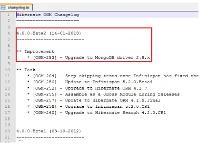 Figure 1-11. Hibernate OGM change log