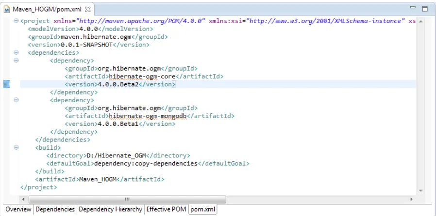 Figure 1-21. Editing pom.xml file in Eclipse JUNO