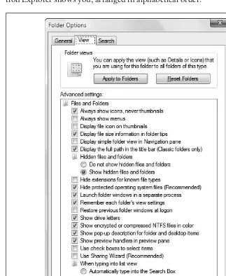 Figure 2-3. The most useful Explorer settings are in the View tab