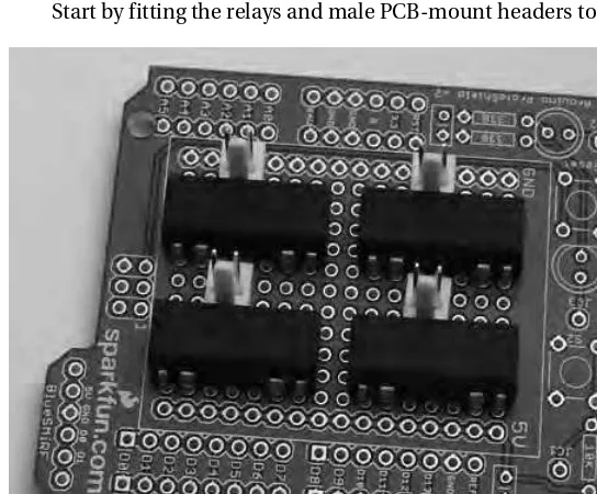 Figure 2-5. Reed relays and male headers fitted to PCB 