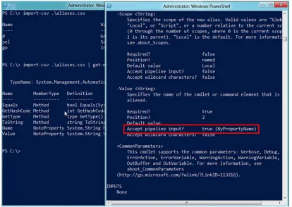 Figure 9.11Looking for parameters that accept pipeline input ByPropertyName