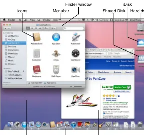 FIGURE 1.1The Mac OS X Lion desktop is where you work with docu-ments, view webpages, and much more.