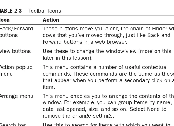 TABLE 2.3Toolbar Icons