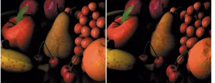 Figure 1.4. Illumination from the original angle(left) doesn't shape all of the fruit as well as light