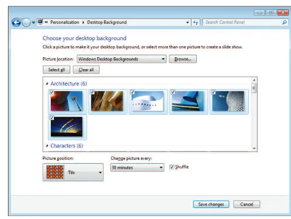 FIGURE 2-4 Selecting a desktop background