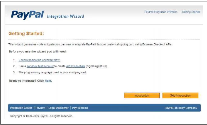 Figure 2-6. Express Checkout Integration Wizard opening screen