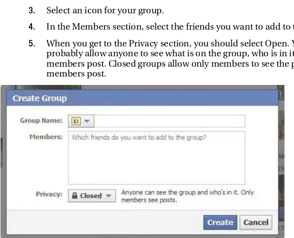 Figure 4-4. Creating a group on Facebook 