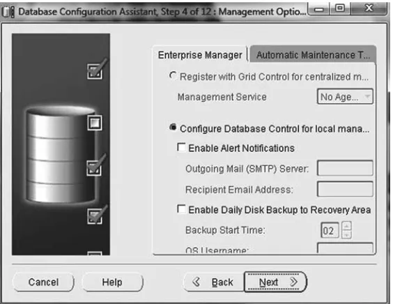 Figure 2.8Oracle 11g R2: Default automatic management tasks. Note the time windows setby default.