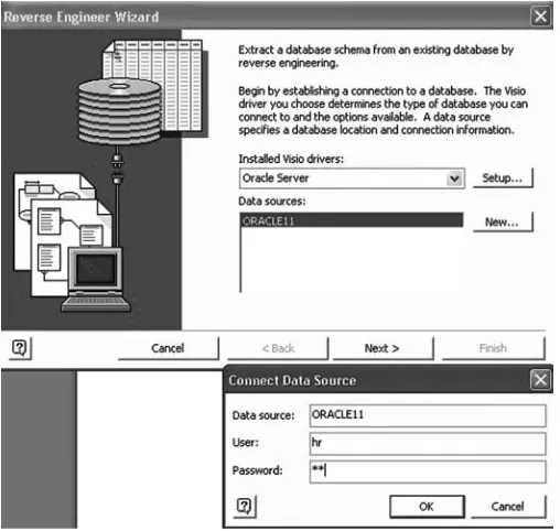 Figure 3.5Generating an Oracle ER diagramwith Visio via ODBC: select objecttypes to reverseengineer.