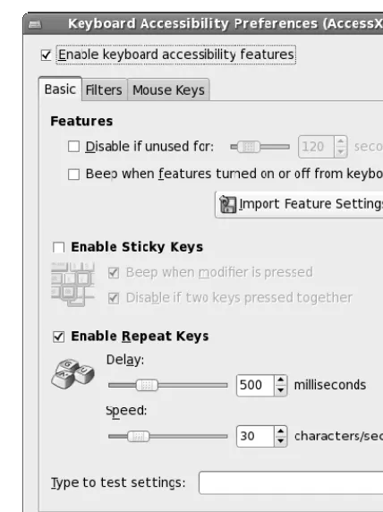Figure 3-13: Set keyboard responses from the Keyboard Accessibility Preferences window