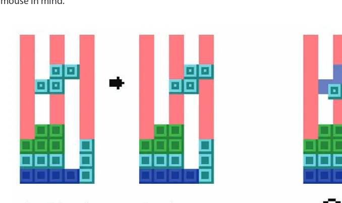 Figure 2.10    Grid-based movement in  Tetris , with keyboard keys and with a mouse.   
