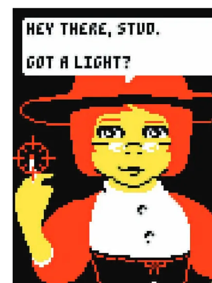 Figure 3.10    In  Calamity   Annie, the player is given a choice to light a cigarette by firing a pistol