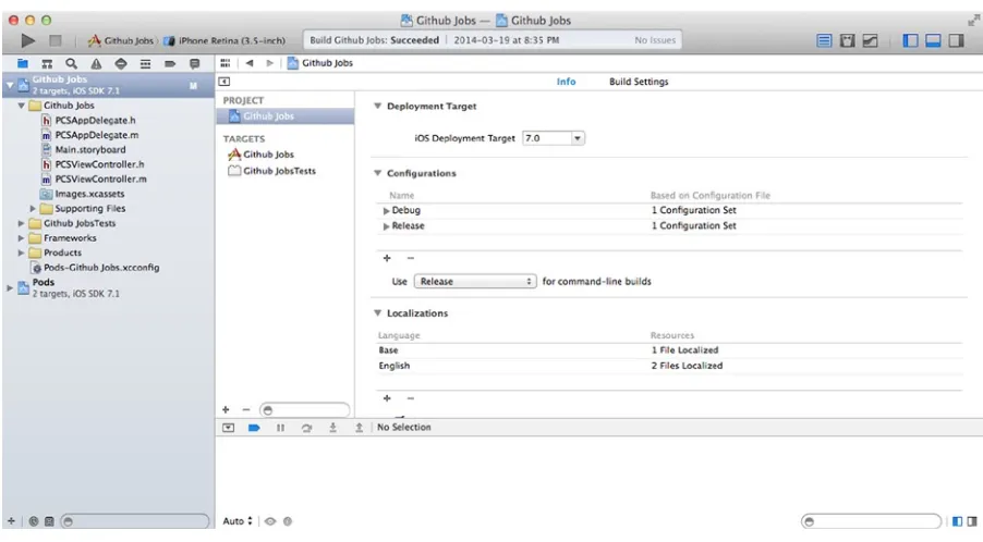 Figure 2-8. By default, an Xcode project comes with two levels of configuration: Debug and Release