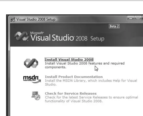 Figure 1-4. Once you run the Visual Studio 2008 Beta 2 installer DVD, you will see this screen.