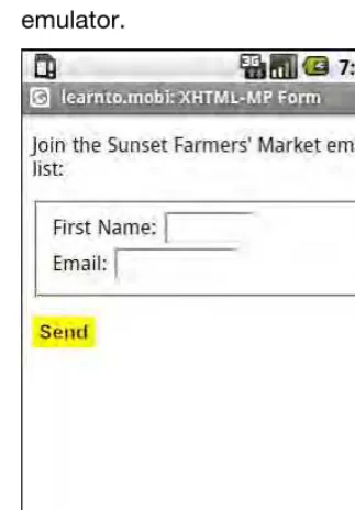 Figure 3-1. XHTML-MP Forms in Android Emulator 