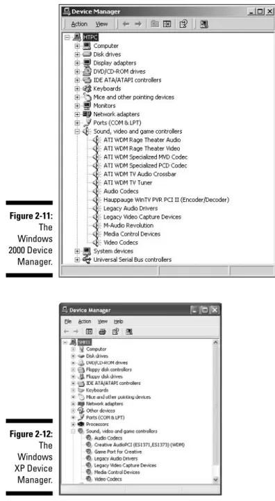 Figure 2-12: The Windows XP Device Manager.Figure 2-11:TheWindows2000 DeviceManager.