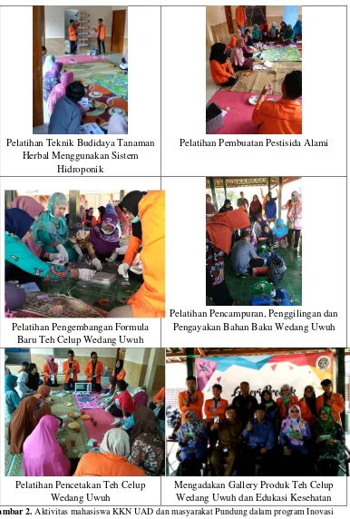 Gambar 2. Aktivitas mahasiswa KKN UAD dan masyarakat Pundung dalam program Inovasi Baru Teh Celup Wedang Uwuh 