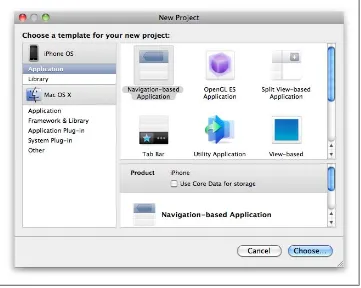 Figure 2-11. Creating a navigation-based application in Xcode