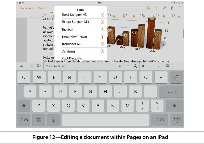 Figure 12—Editing a document within Pages on an iPad