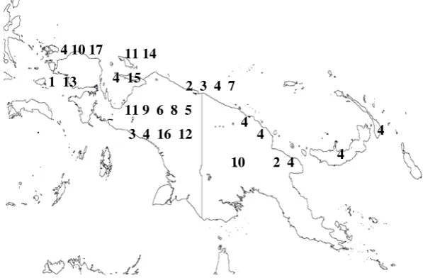 Figure 1.  Distribution map of  The Grass  Like Group of  Freycinetia  pseudoangustisimma, 1