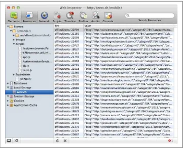 Figure 1-5. Inspecting the local storage in the WebKit inspector