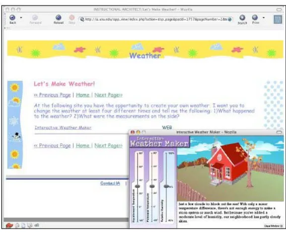 Figure 3.1. A Web-based project for students on weather using the Instructional Architect authoring service and digital library resources (from Recker et al., 2005)