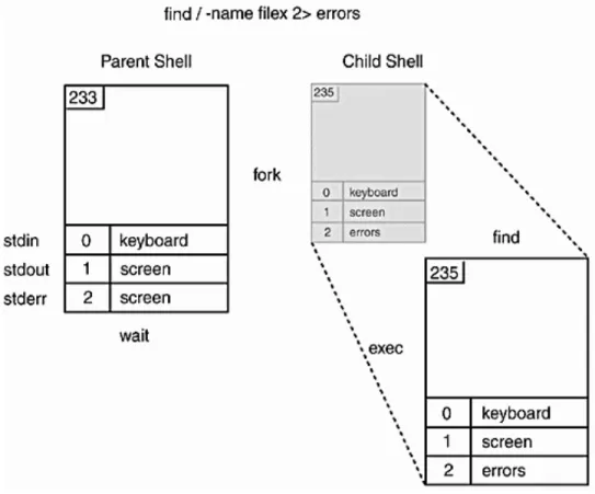 Figure	1.8.	Redirection	of	standard	error	(C	shell).