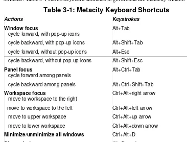Table 3-1: Metacity Keyboard Shortcuts 