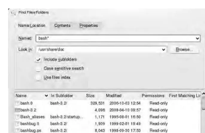 Figure 3-20: Search for files and folders from the Find Files/Folders window. 