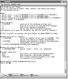 Table 1.2. /etc/rc.d/init.d/postgresql Options