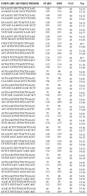 Table 3. Primer from Conserved Region 1. 