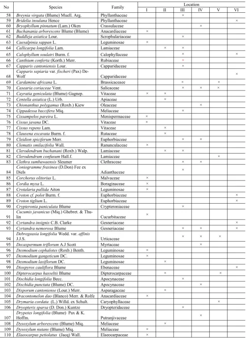 Table 1. List of Species collected from Sumbawa (continued) 