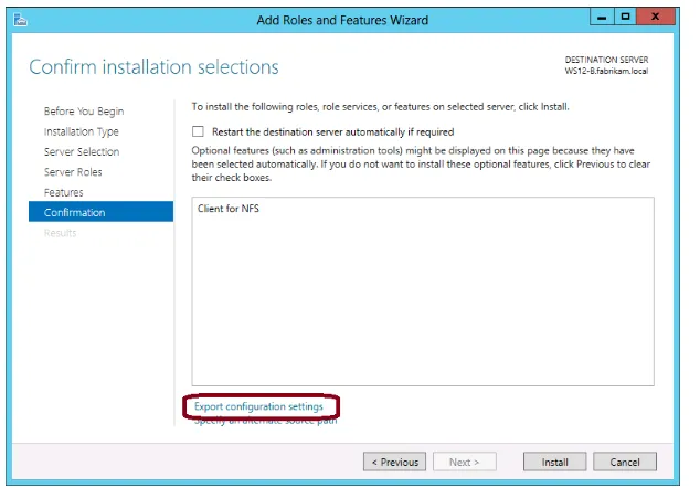 FIGURE 1-6 Exporting an XML configuration file for use with Windows PowerShell. 