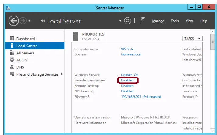 FIGURE 2-6 Reenabling remote management for Server Manager. 