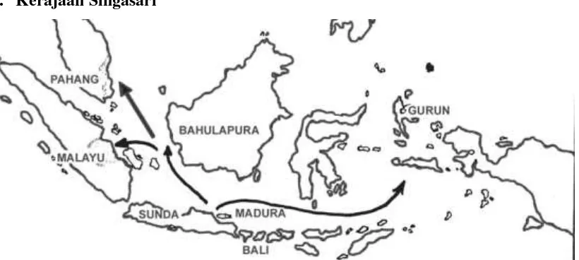 Gambar 4. Peta Kerajaan Singasari semasa Kertanegara Sumber: Atlas dan Lukisan Sejarah Nasional Indonesia 