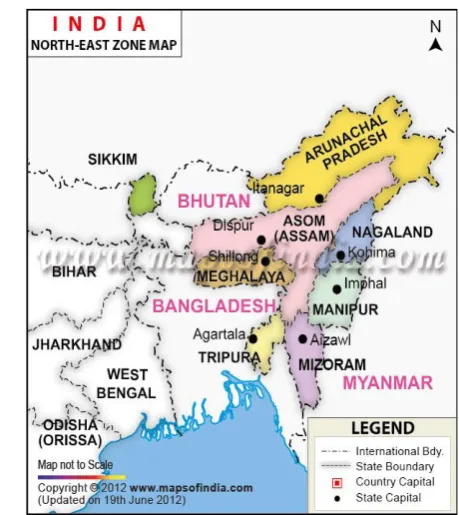 Figure 2. North East zone of India Source: http://www.mapsofindia.com/states/ 