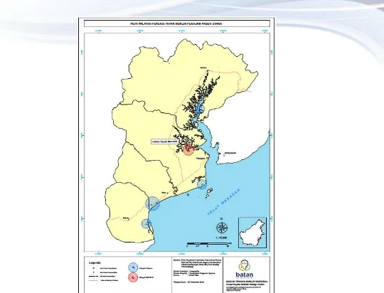 Gambar 3. 4. Peta Sebaran Daerah Potensi Tapak PLTN per Wilayah Pesisir Kabupaten Penajam Paser Utara, Kalimantan Timur 