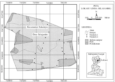 Gambar 2. Struktur lanskap pertanian Desa Gasol (B) yang dibuat menggunakan program Arc View 3.2.