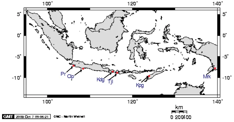 Figure 1.   Map of the study area and observed landing sites in south-eastern Indonesia.