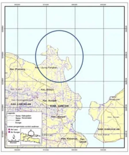 Figure 1.Sampling area in Ujung Pangkah Estuary of East Java Province.