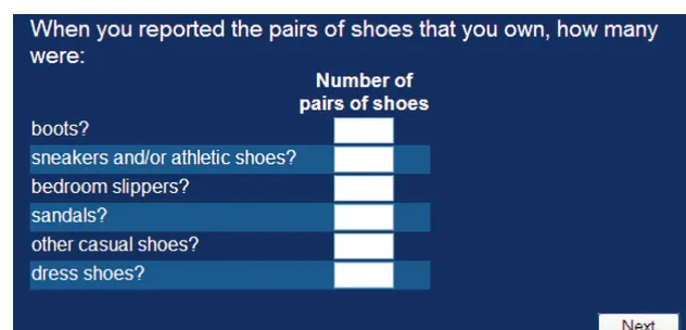 figure 2. follow-up item to the shoe Question.
