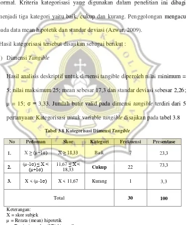 Tabel 3 8 Kategorisasi Dimensi Tangible 