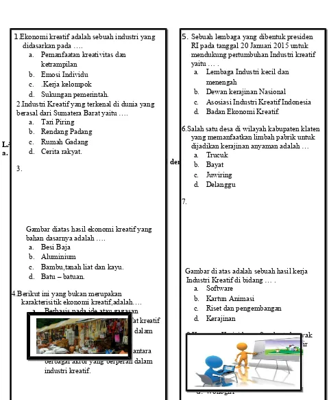 Gambar diatas hasil ekonomi kreatif yang 