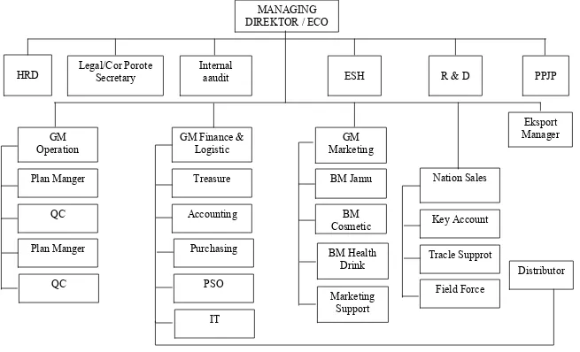 Gambar 1. Struktur Organisasi PT. Jamu Air Mancur mulai tahun 2003