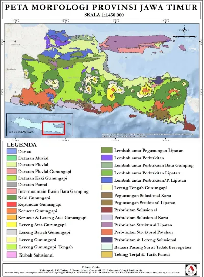 Gambar 2.2 Satuan Bentuklahan Jawa Timur Sumber : Identifikasi kelompok  