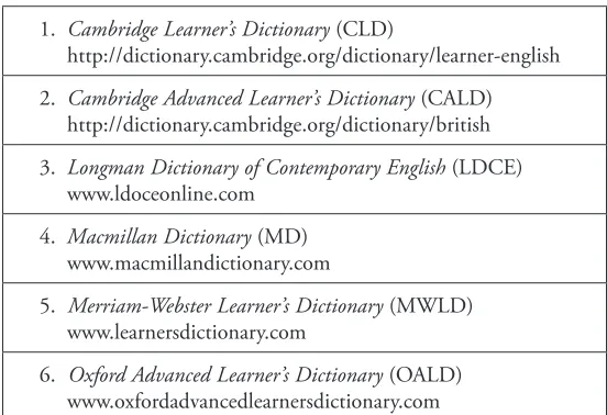 Table 1. Online English-English learner dictionaries 
