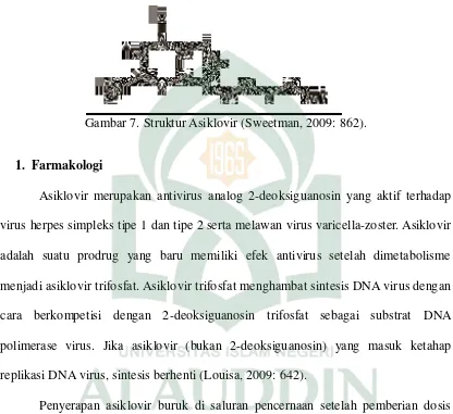 Gambar 7. Struktur Asiklovir (Sweetman, 2009: 862). 