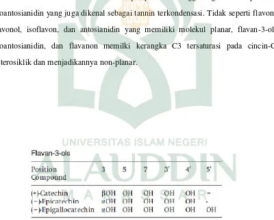Gambar 5. Kerangka Dasar Flavan-3-Ol dan Contoh Turunannya 